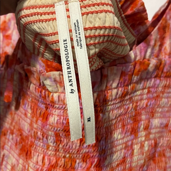 By Anthropologie Short-Sleeve Smocked Babydoll Midi Dress Size 1X - Picture 13 of 13